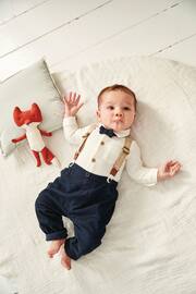 Navy/White 4 Piece Shirt Body, Trousers and Braces Set (0mths-2yrs) - Image 5 of 7