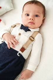 Navy/White 4 Piece Shirt Body, Trousers and Braces Set (0mths-2yrs) - Image 6 of 7
