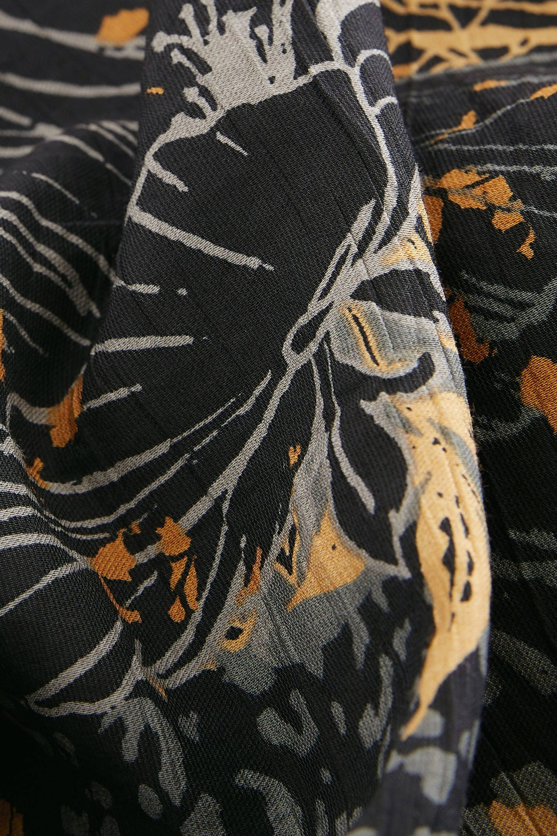 Black Animal Print Gathered Short Sleeve Textured Boxy T-Shirt - Image 6 of 6