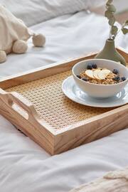 Natural Wooden and Wicker Folding Lap Tray - Image 2 of 4