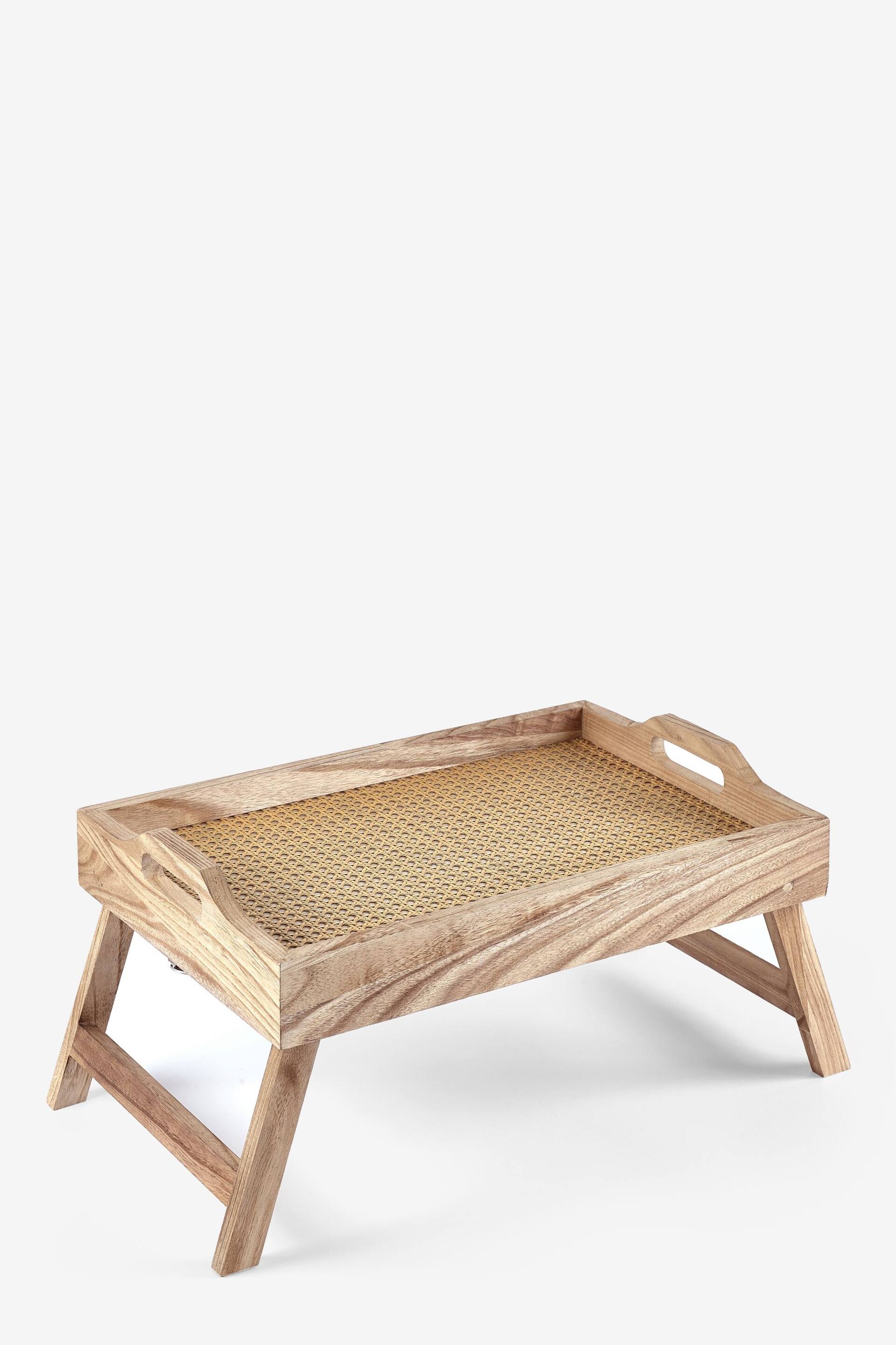 Natural Wooden and Wicker Folding Lap Tray - Image 3 of 4