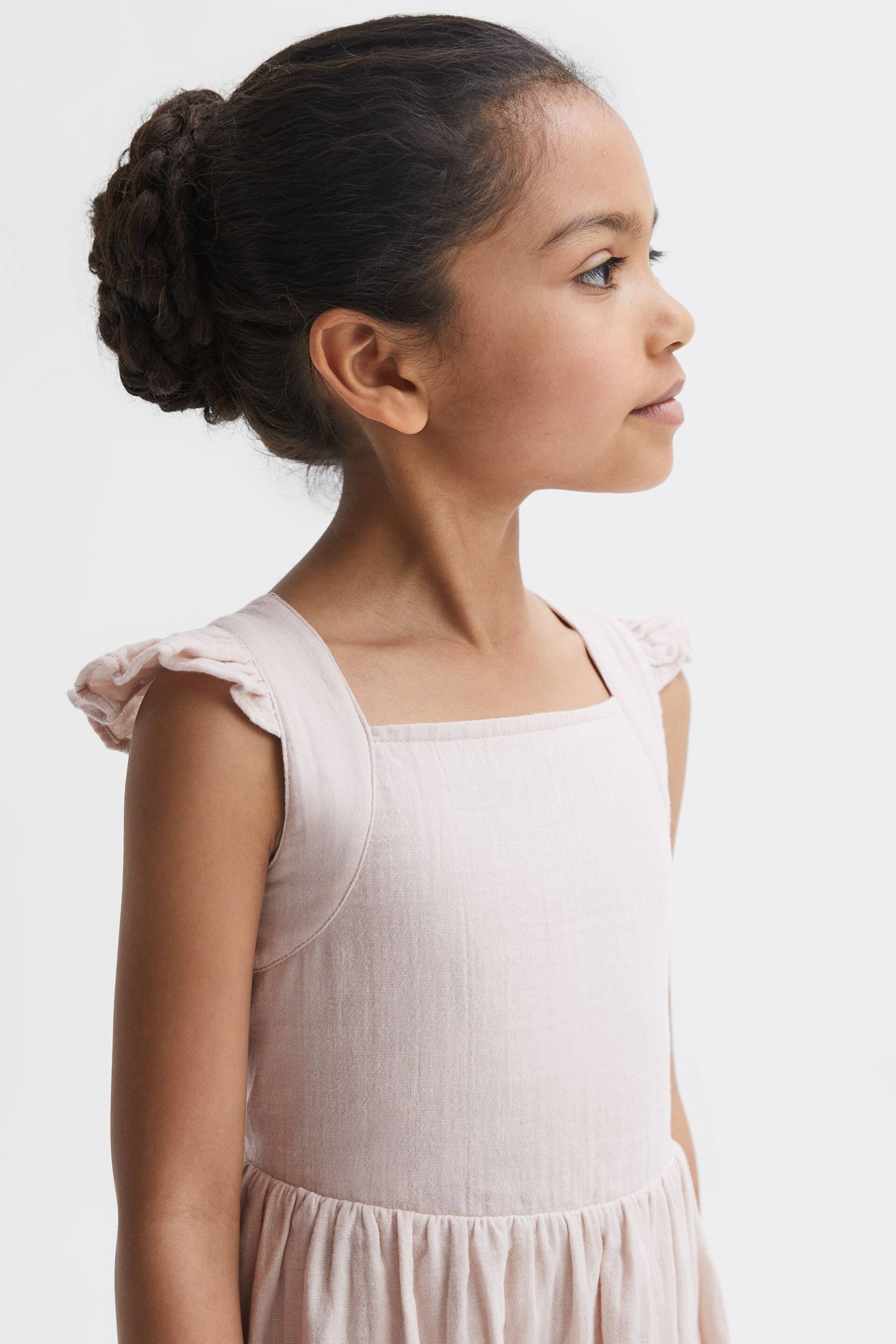 Reiss Pink Cerys Junior Cotton Cross Back Dress - Image 4 of 6