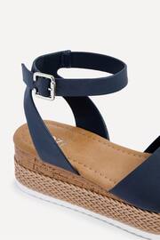 Linzi Blue Wide Fit Shore Wedges With Cork Detail And Ankle Strap - Image 4 of 5