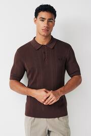 Fred Perry Brick Crochet Knitted Polo Shirt - Image 2 of 3