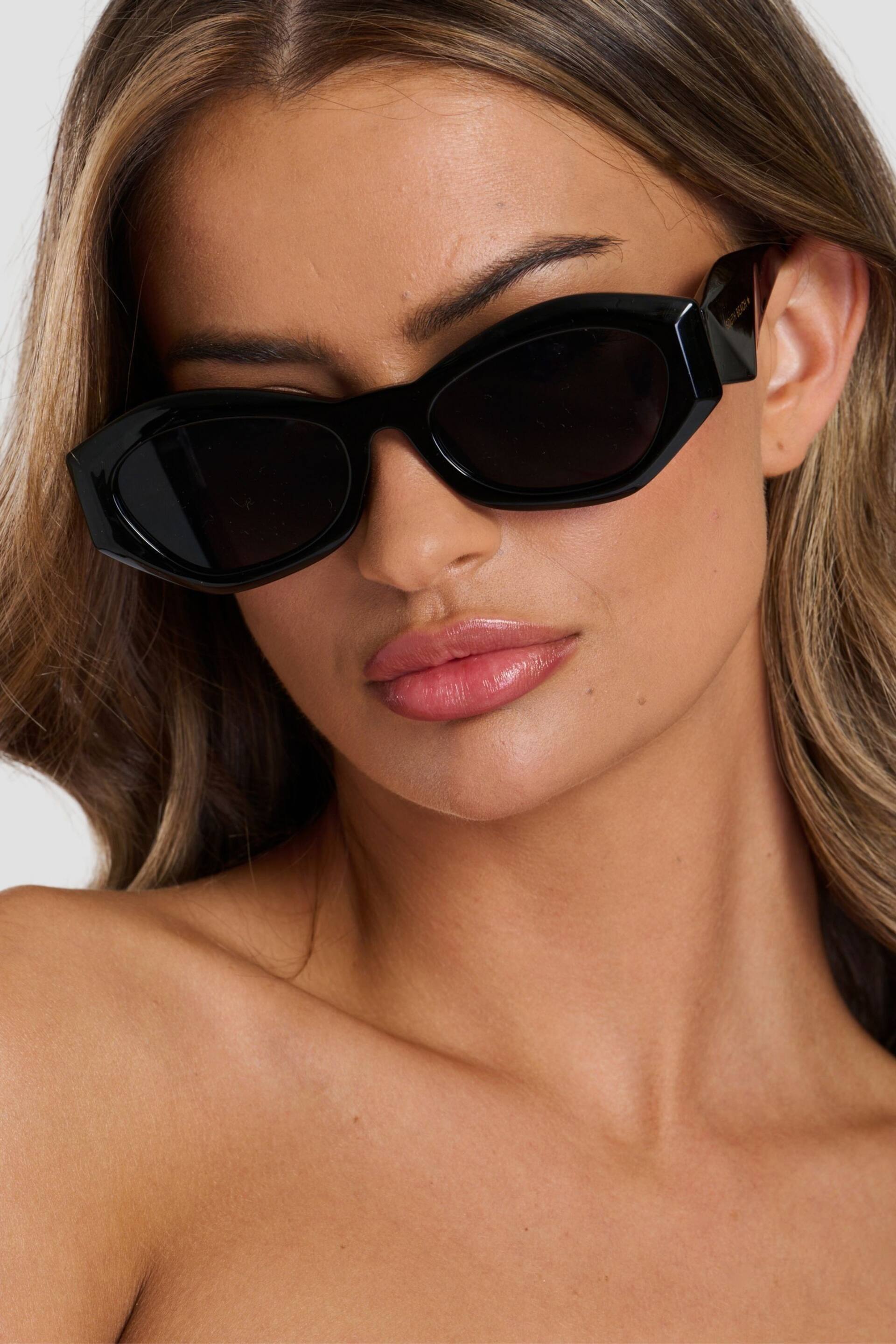 South Beach Black Slim Round Sunglasses - Image 2 of 2