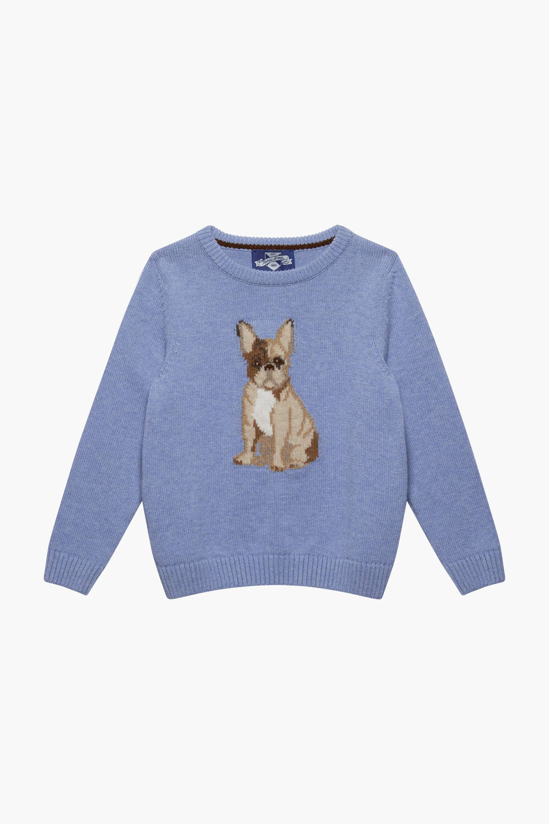 Trotters London Pale Blue Marl Bruce Bulldog Jumper - Image 2 of 4