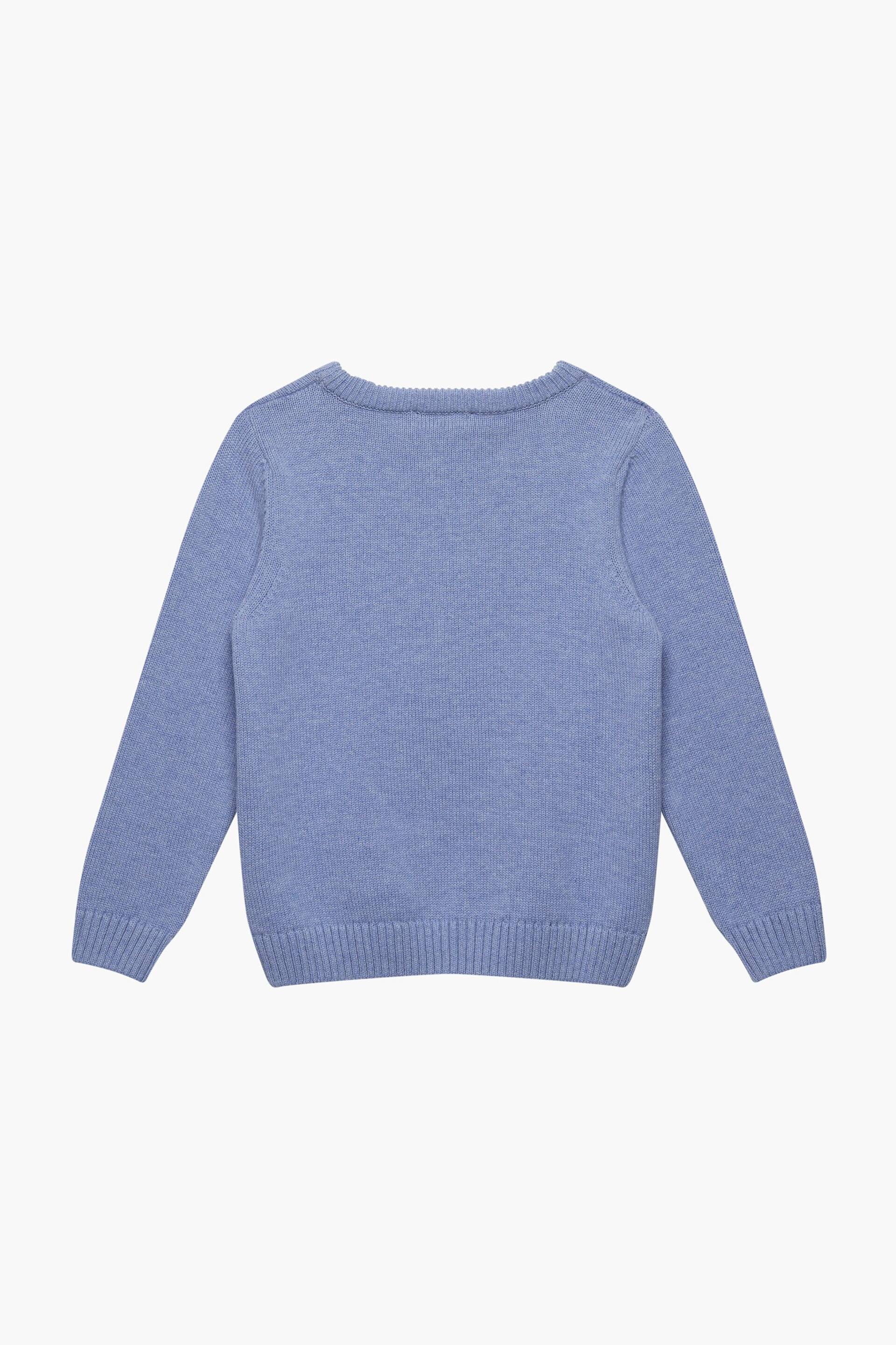 Trotters London Pale Blue Marl Bruce Bulldog Jumper - Image 3 of 4