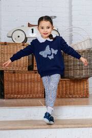 Trotters London Liberty Print Blue Wiltshire Butterfly Cotton Sweatshirt - Image 1 of 4