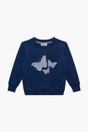 Trotters London Liberty Print Blue Wiltshire Butterfly Cotton Sweatshirt - Image 2 of 4