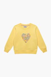 Trotters London Yellow Liberty Print Elysian Day Heart Cotton Sweatshirt - Image 2 of 4