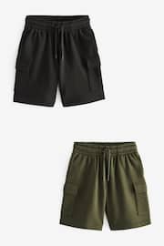 Black/Green 2 Pack Cargo Jersey Shorts (3-16yrs) - Image 1 of 4