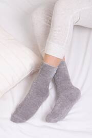 Totes Fairisle/Grey Ladies Fair Isle Chenille Bed Socks Pack Of 2 - Image 3 of 5