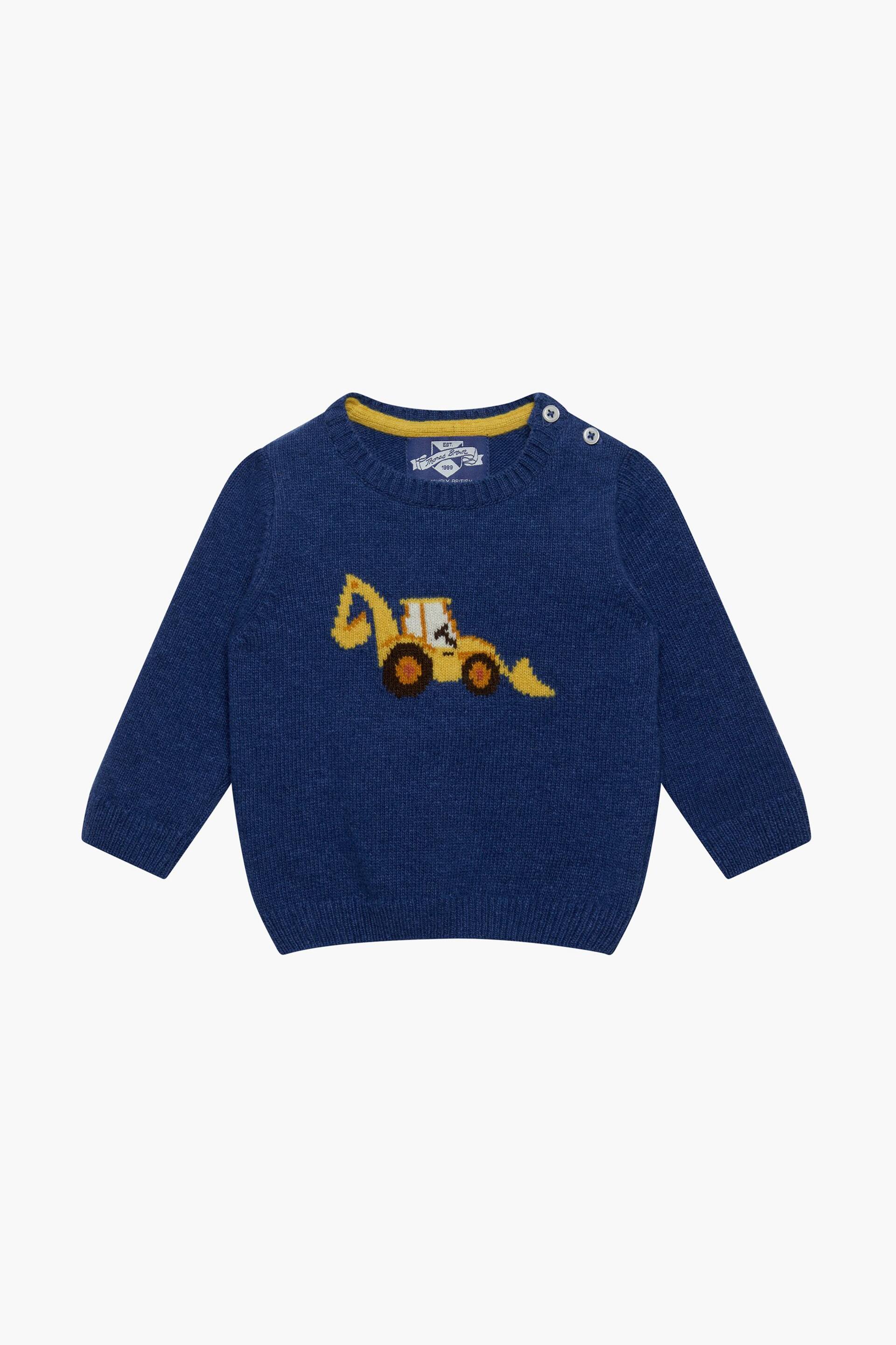 Trotters London Denim Blue Little Marl Digby Digger Jumper - Image 2 of 4