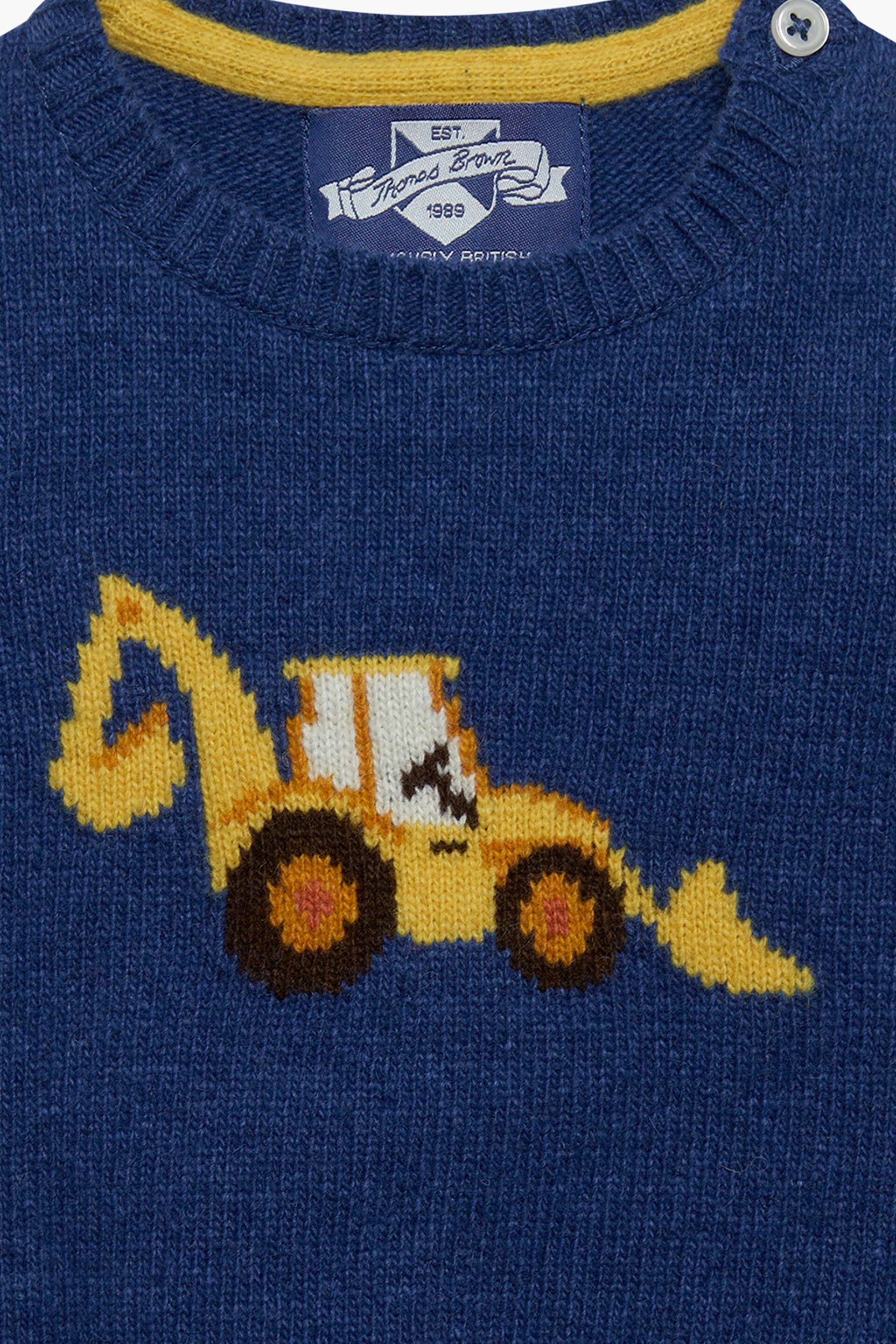 Trotters London Denim Blue Little Marl Digby Digger Jumper - Image 4 of 4