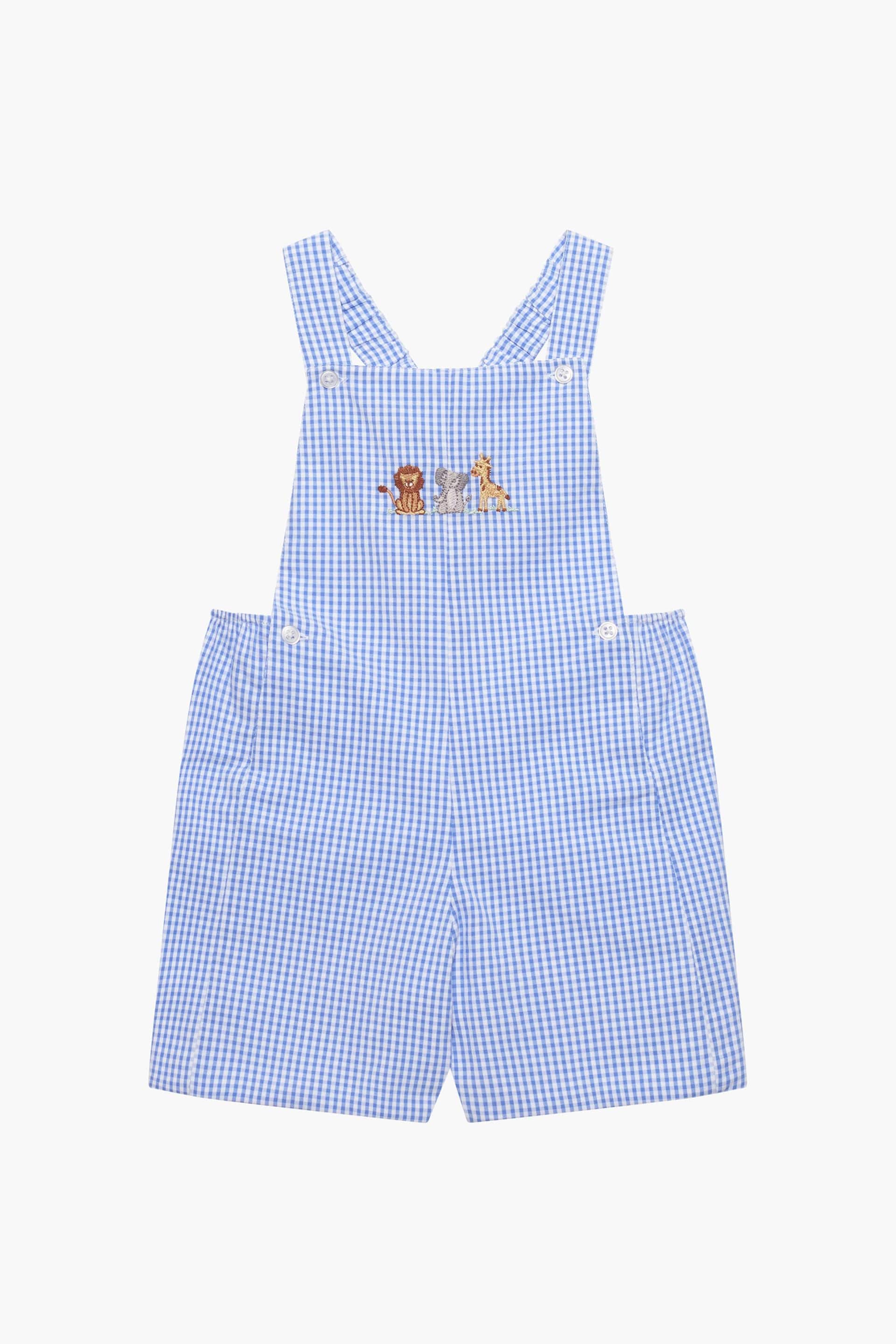Trotters London Little Pale Gingham Augustus and Friends Alexander Bib Dungress - Image 2 of 4