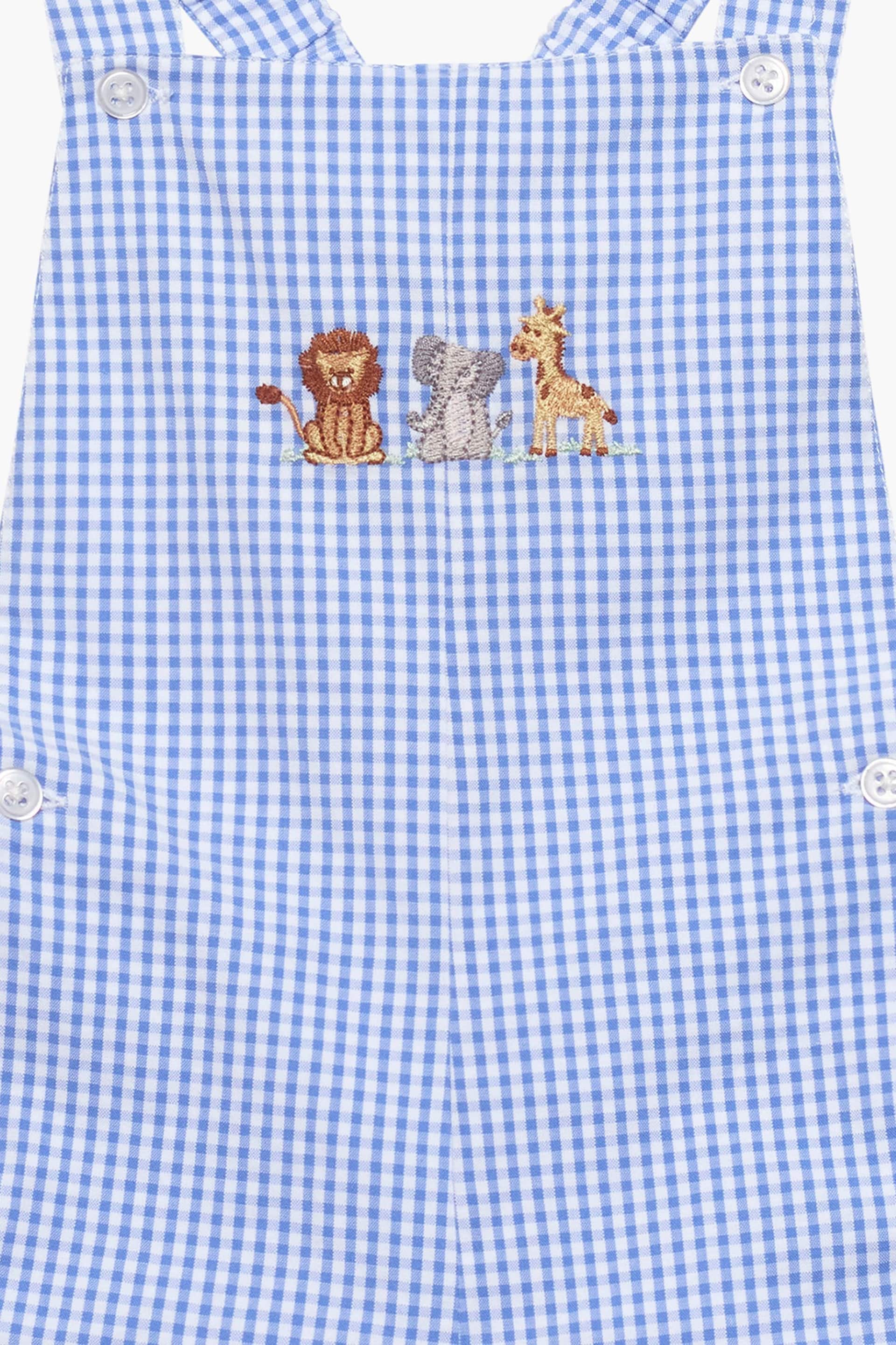 Trotters London Little Pale Gingham Augustus and Friends Alexander Bib Dungress - Image 4 of 4