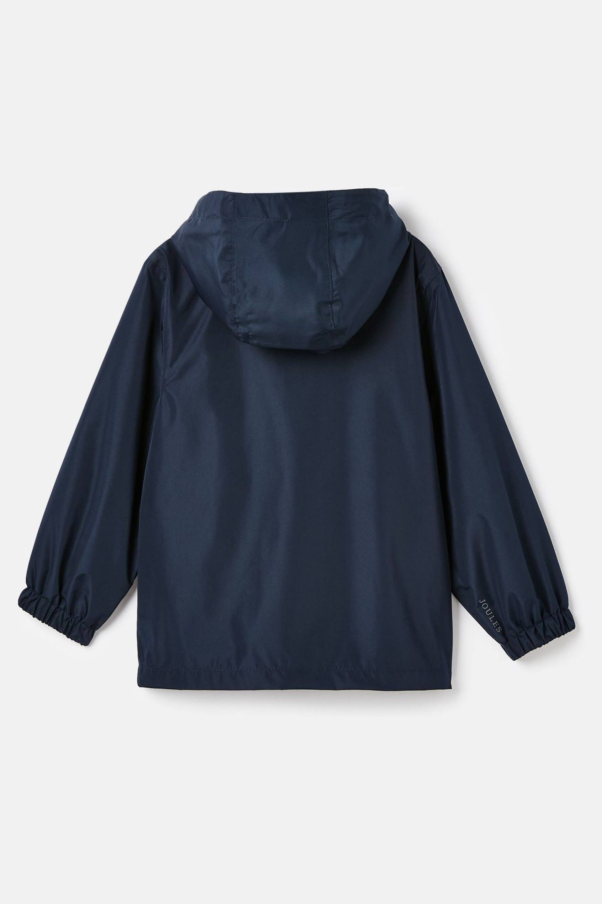 Joules Rainwell Navy Blue Waterproof Packable Raincoat With Hood - Image 2 of 5