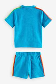 Little Bird by Jools Oliver Blue Towelling Polo Top and Shorts Set - Image 6 of 7