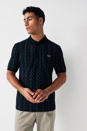 Fred Perry Grey Anchor Cable Print Polo Shirt - Image 2 of 4