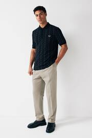 Fred Perry Grey Anchor Cable Print Polo Shirt - Image 3 of 4