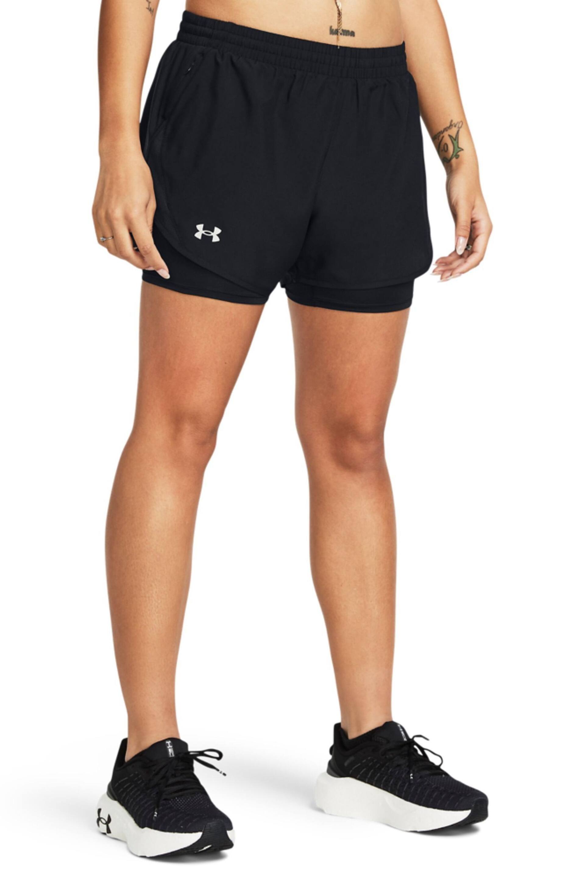 Under Armour Fly By 2 in 1 Black Shorts - Image 1 of 4