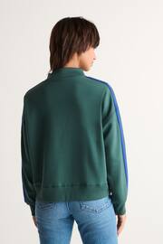 Forest Green Slinky Side Stripe Zip Up High Funnel Neck Tracksuit Jacket - Image 3 of 7