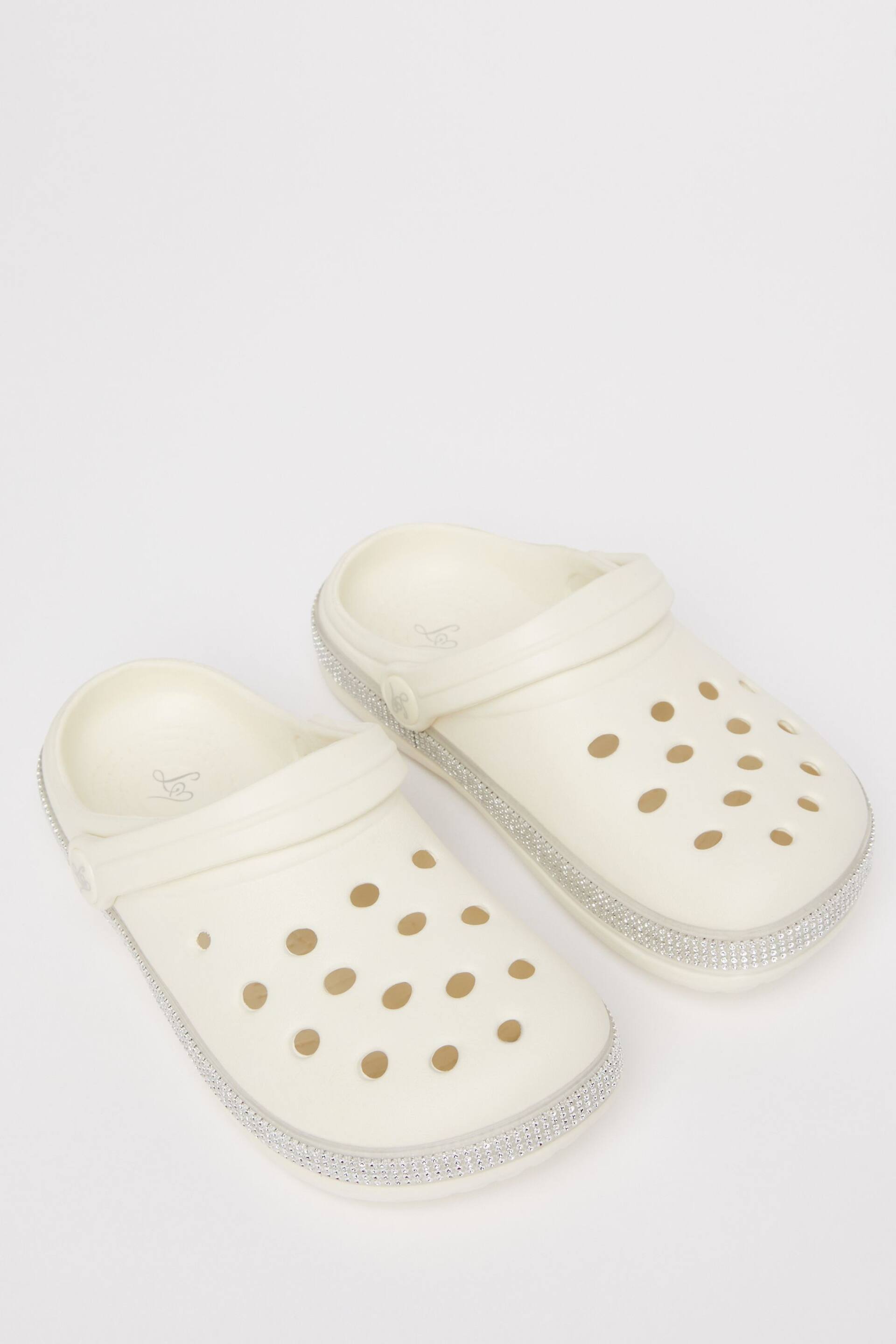 Lipsy White Slip On Glitter Clog Sandals - Image 1 of 4