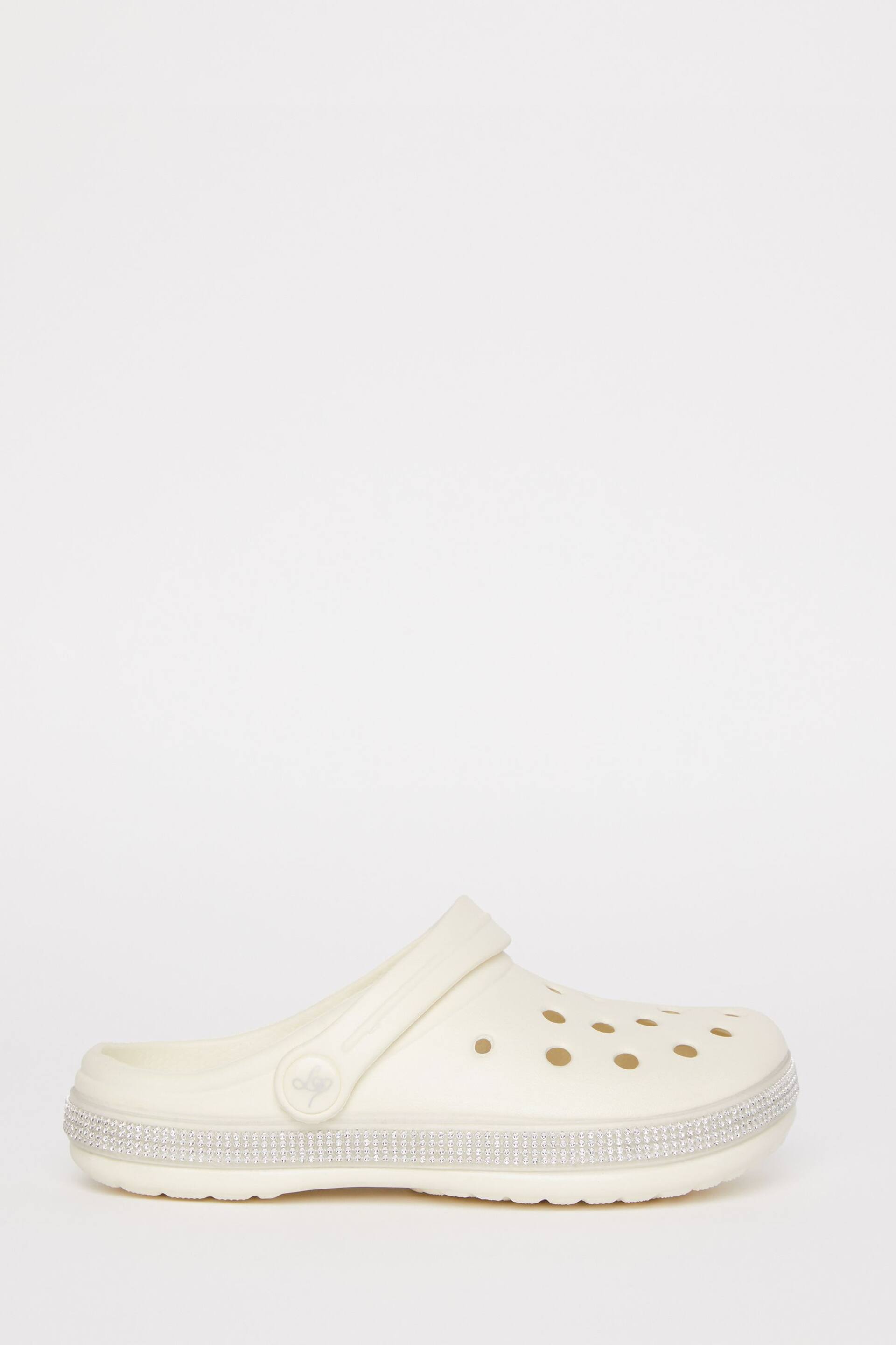 Lipsy White Slip On Glitter Clog Sandals - Image 2 of 4