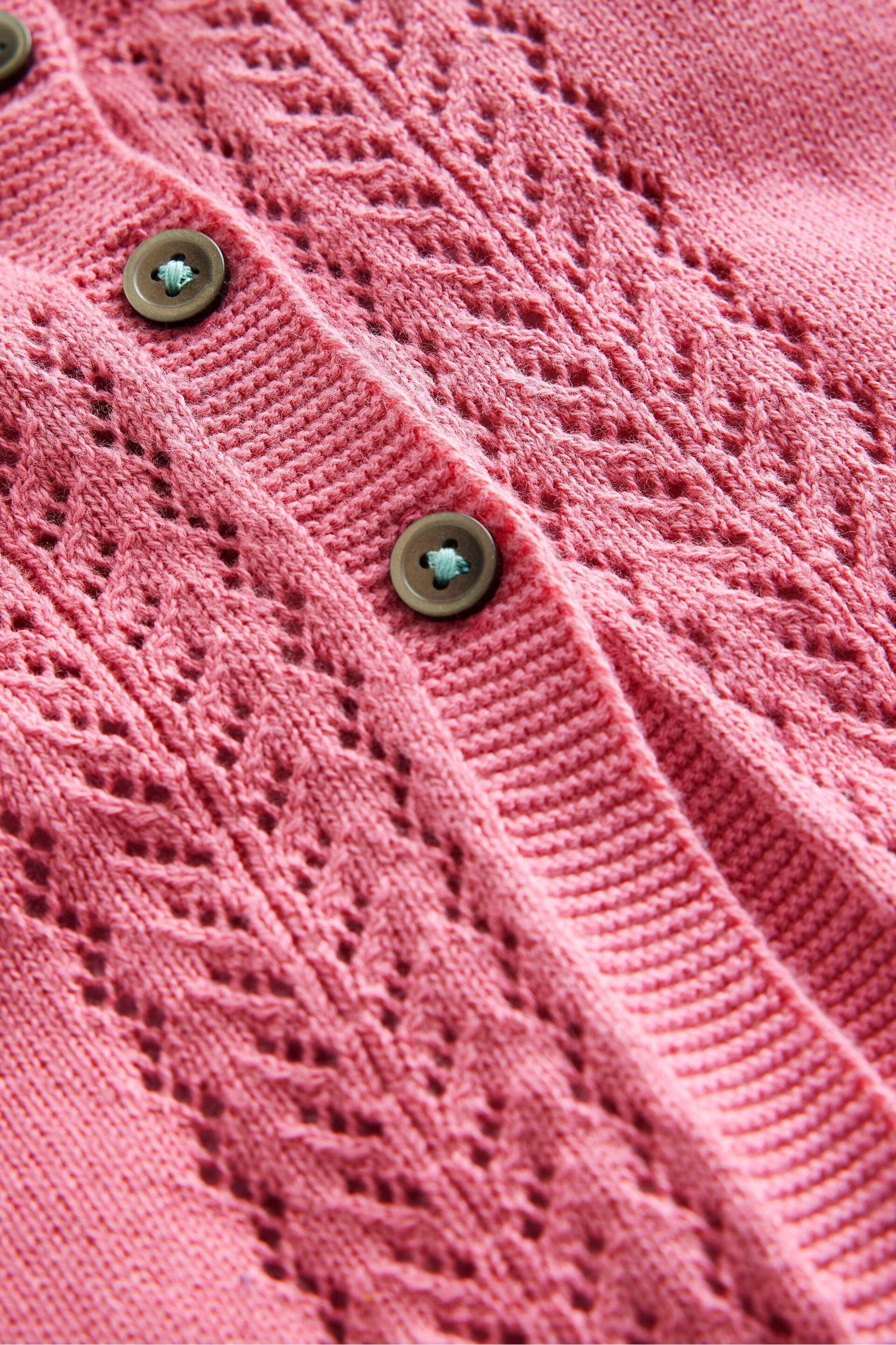 Boden Pink Pointelle Cotton Cardigan - Image 3 of 3