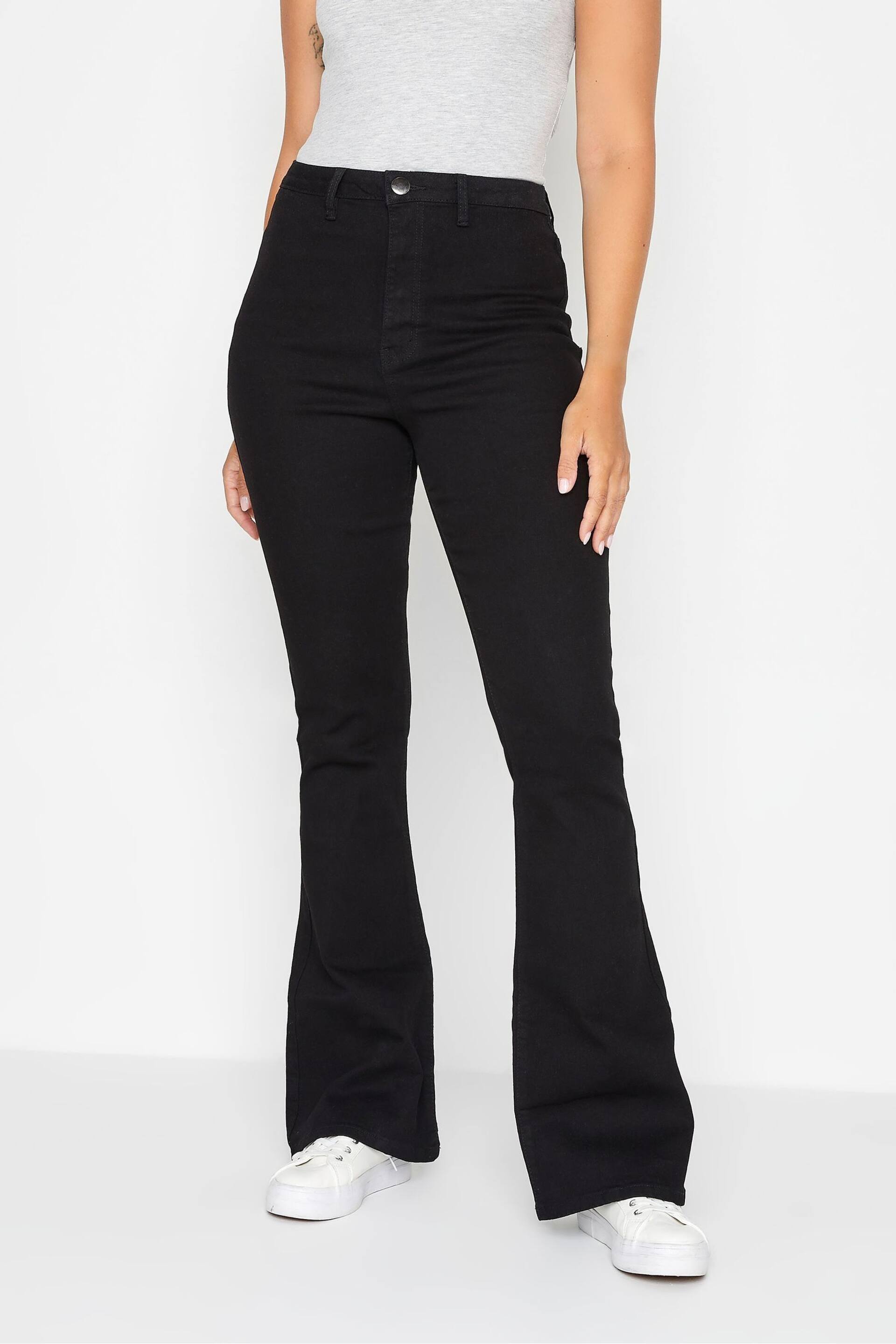 Long Tall Sally Gloss Black Flare Jeans - Image 3 of 3