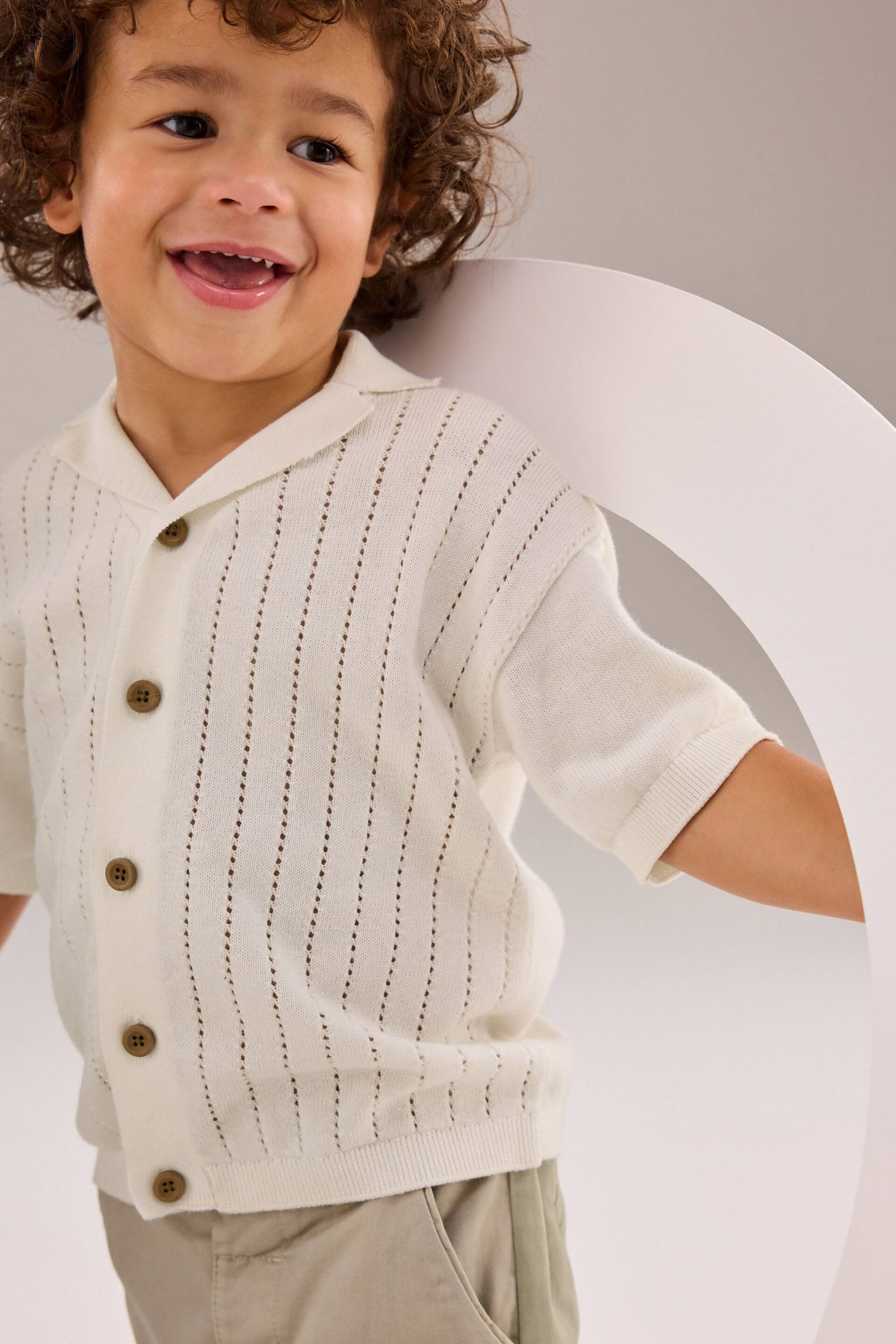 White Short Sleeved Button Through Polo Shirt (3mths-7yrs) - Image 4 of 7
