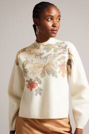 Ted Baker Cream Evhaa Printed Knitted Sweater - Image 1 of 7