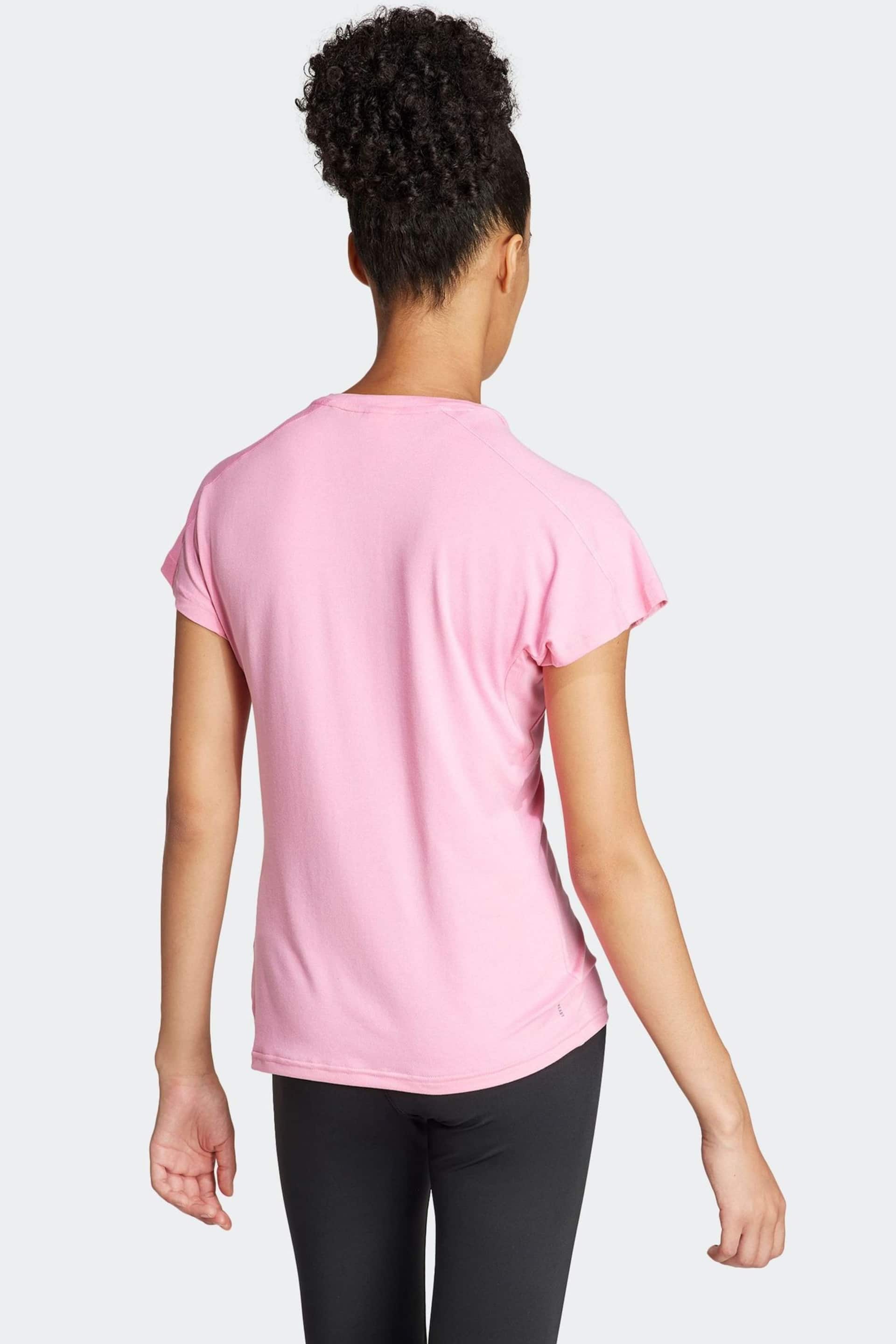 adidas Pink Aeroready Train Essentials Minimal Branding V-Neck T-Shirt - Image 3 of 7
