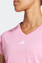 adidas Pink Aeroready Train Essentials Minimal Branding V-Neck T-Shirt - Image 5 of 7