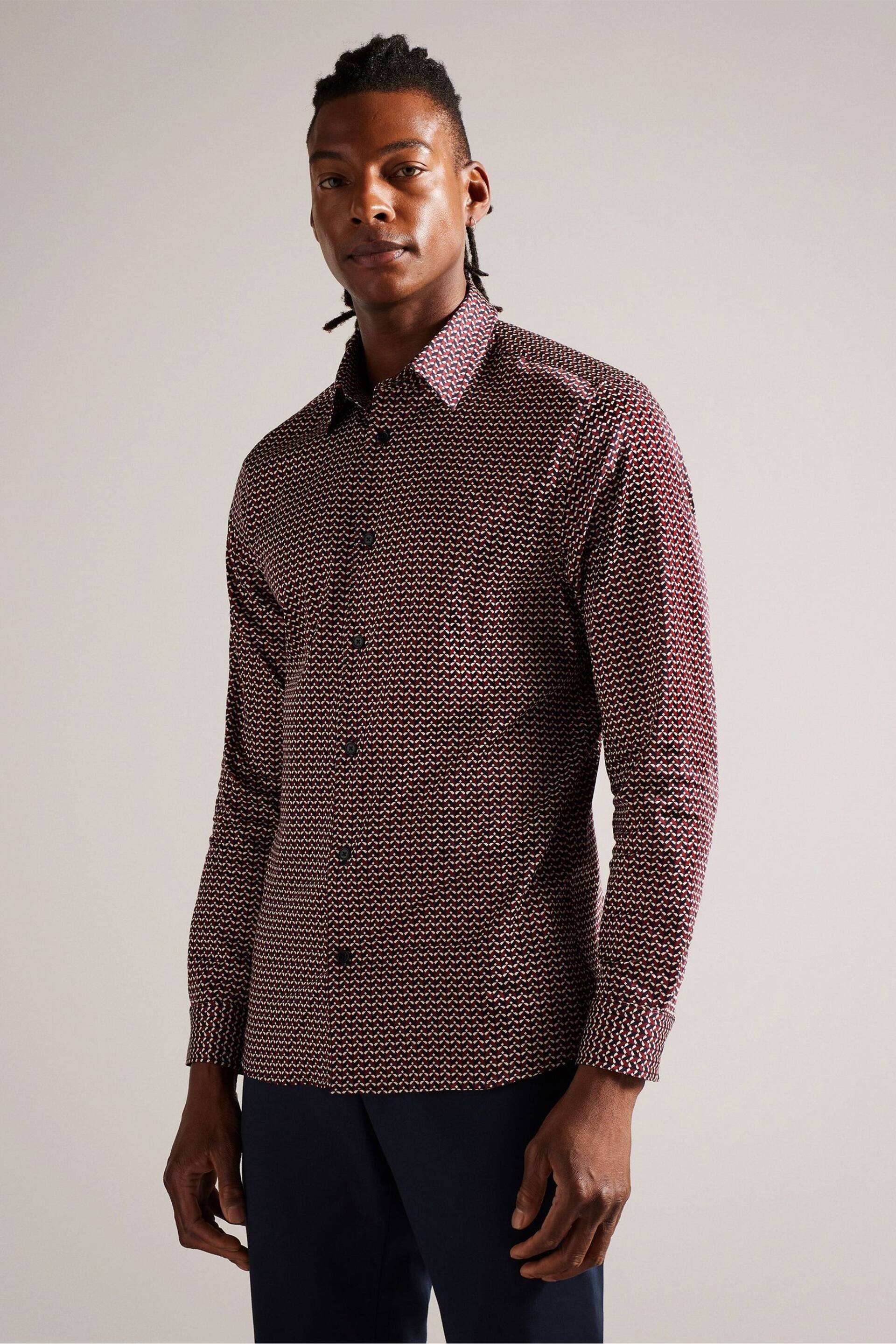 Ted Baker Red Laceby Geo Printed Shirt - Image 1 of 5