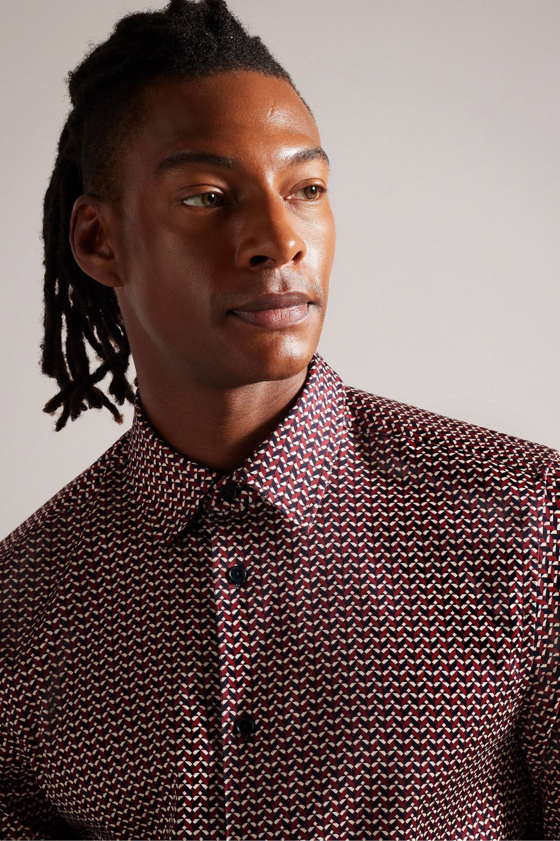 Ted Baker Red Laceby Geo Printed Shirt - Image 4 of 5