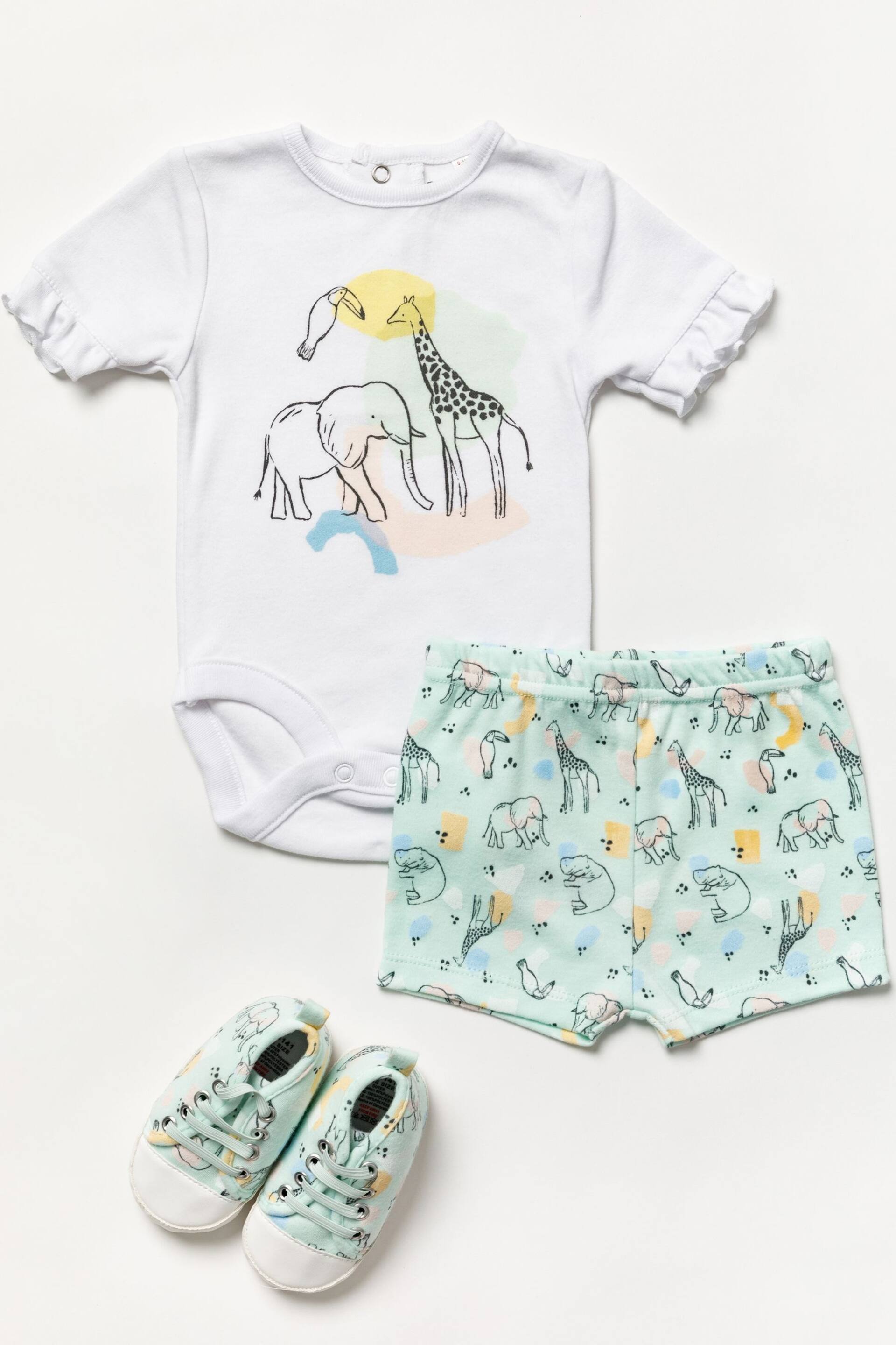 Lily & Jack Blue Bodysuit/Shorts and Shoes Outfit Set - Image 1 of 4