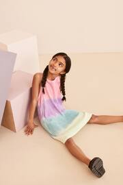 Rainbow Tie Dye Ribbed Racer Jersey Dress (3-16yrs) - Image 2 of 7