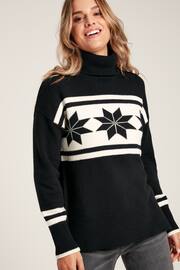 Joules Tilda Black/Cream High Neck Snowflake Intarsia Jumper - Image 1 of 6