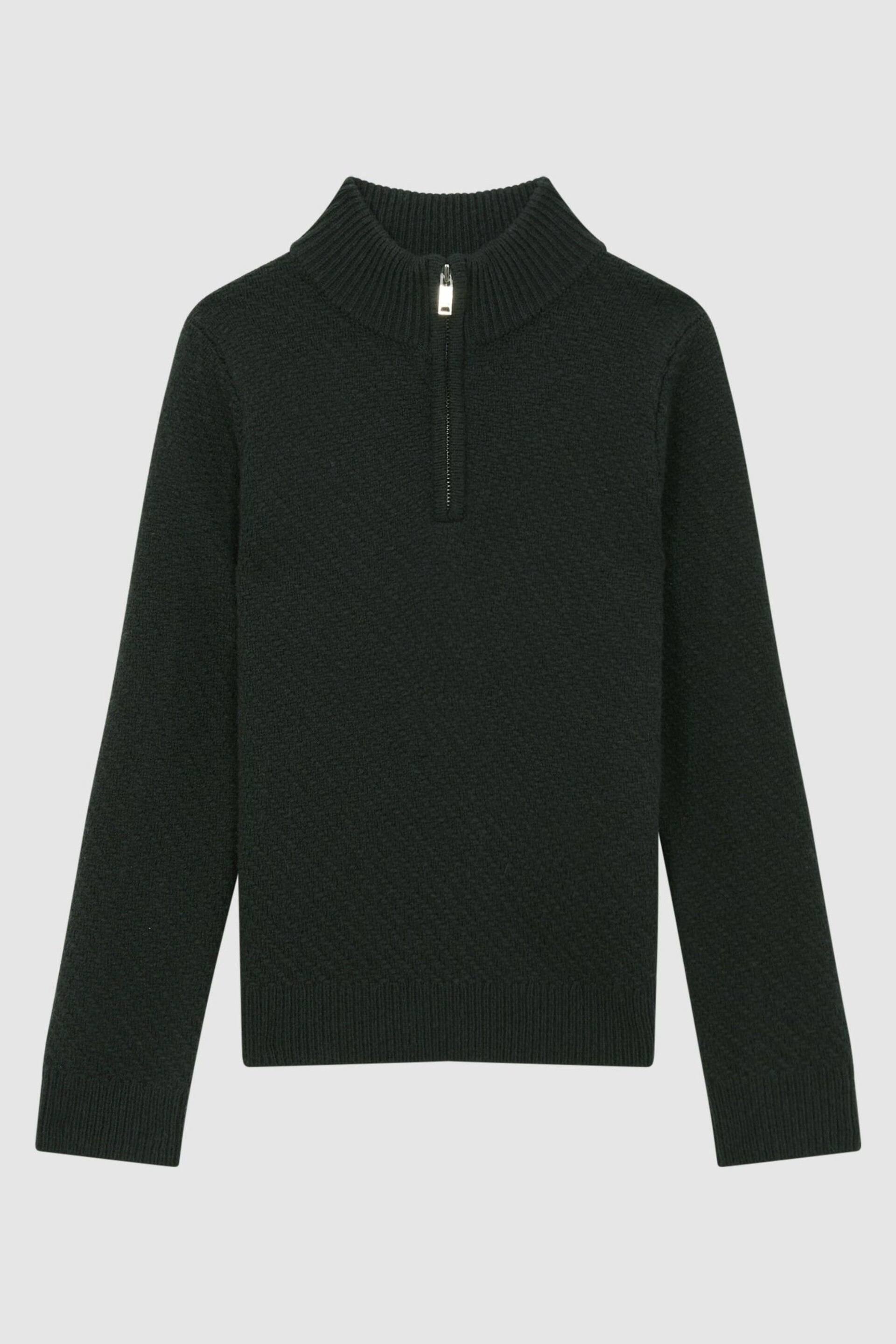 Reiss Forest Green Tempo Senior Slim Fit Knitted Half-Zip Funnel Neck Jumper - Image 1 of 5