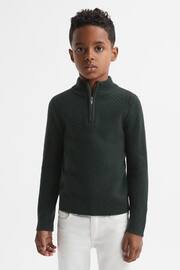 Reiss Forest Green Tempo Senior Slim Fit Knitted Half-Zip Funnel Neck Jumper - Image 2 of 5