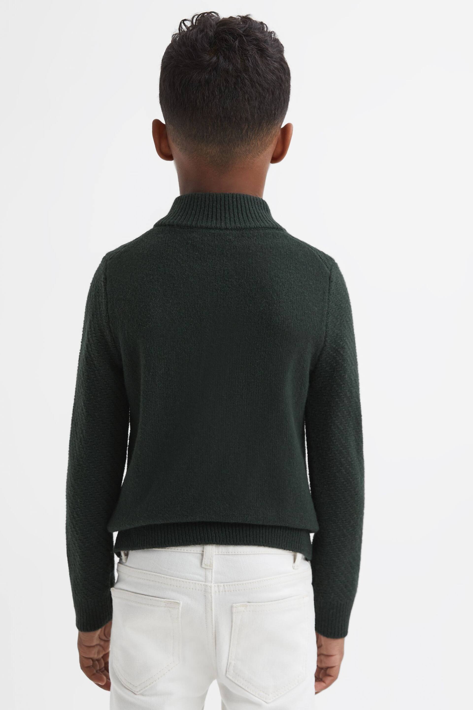 Reiss Forest Green Tempo Senior Slim Fit Knitted Half-Zip Funnel Neck Jumper - Image 3 of 5
