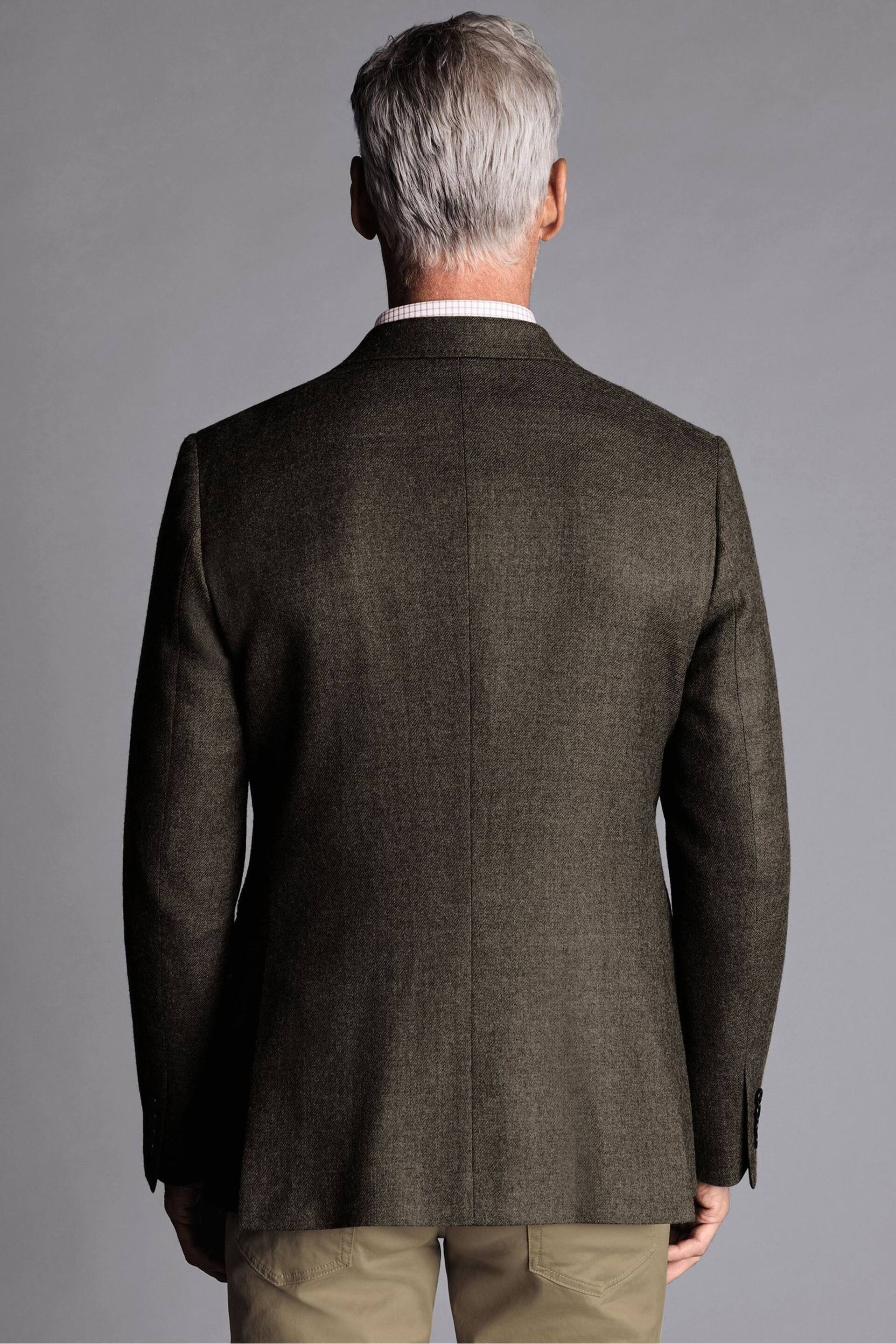 Charles Tyrwhitt Brown Slim Fit Twill Wool Jacket - Image 2 of 5