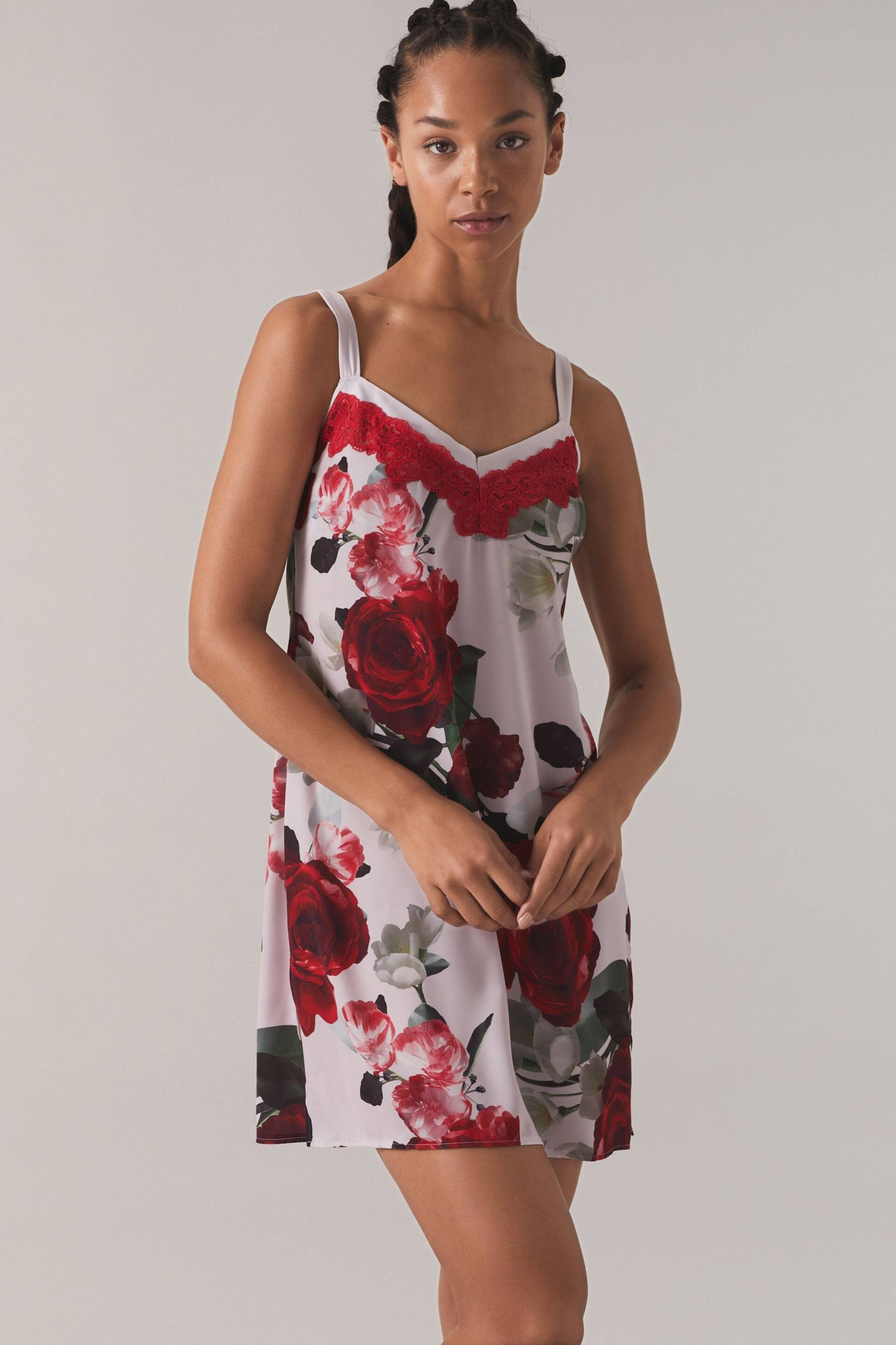 B by Ted Baker Floral Satin Lace Slip Night Dress - Image 3 of 8