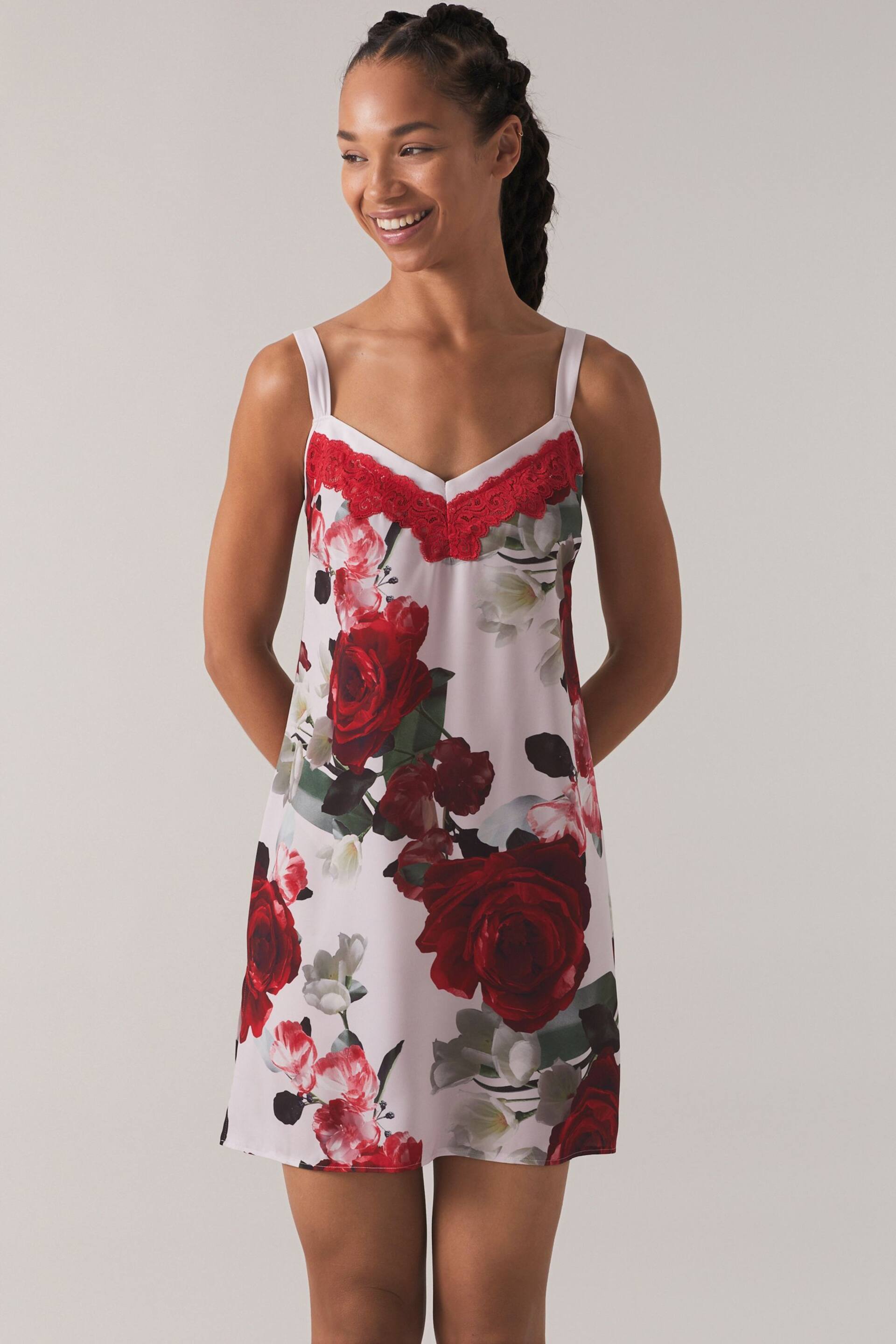 B by Ted Baker Floral Satin Lace Slip Night Dress - Image 4 of 8