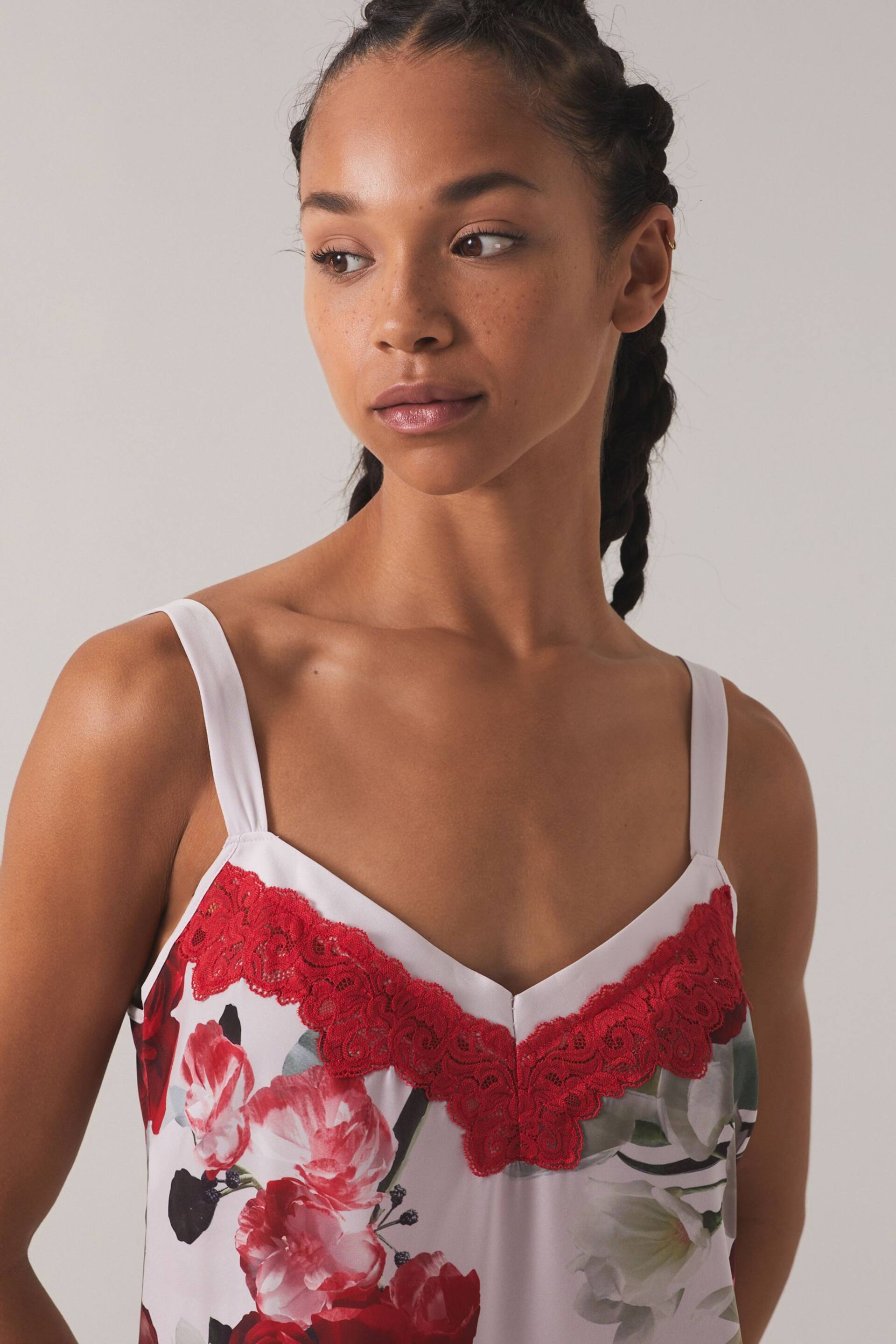 B by Ted Baker Floral Satin Lace Slip Night Dress - Image 5 of 8