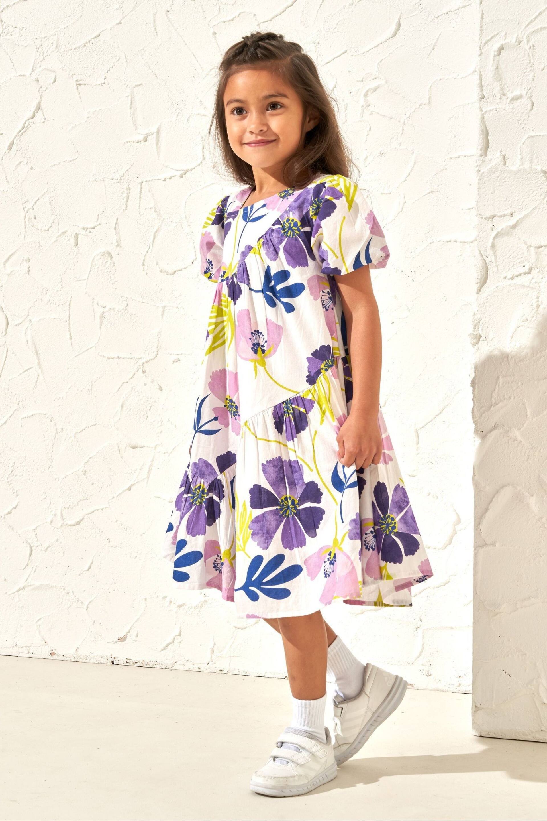 Angel & Rocket Purple Jodie Asymmetric Print Dress - Image 3 of 7