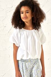 Angel & Rocket White Puff Sleeve Michela Woven Top - Image 1 of 6