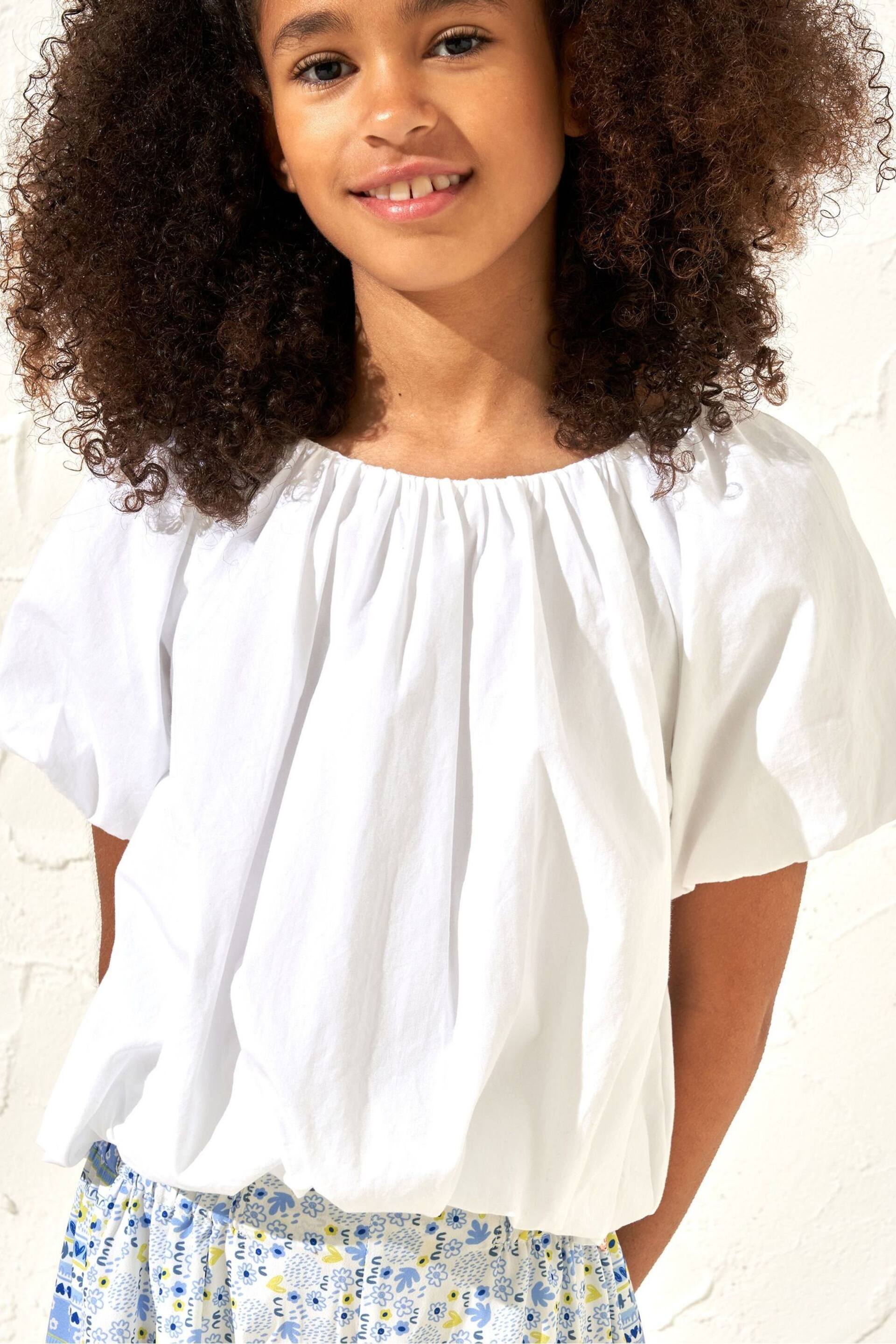 Angel & Rocket White Puff Sleeve Michela Woven Top - Image 3 of 6