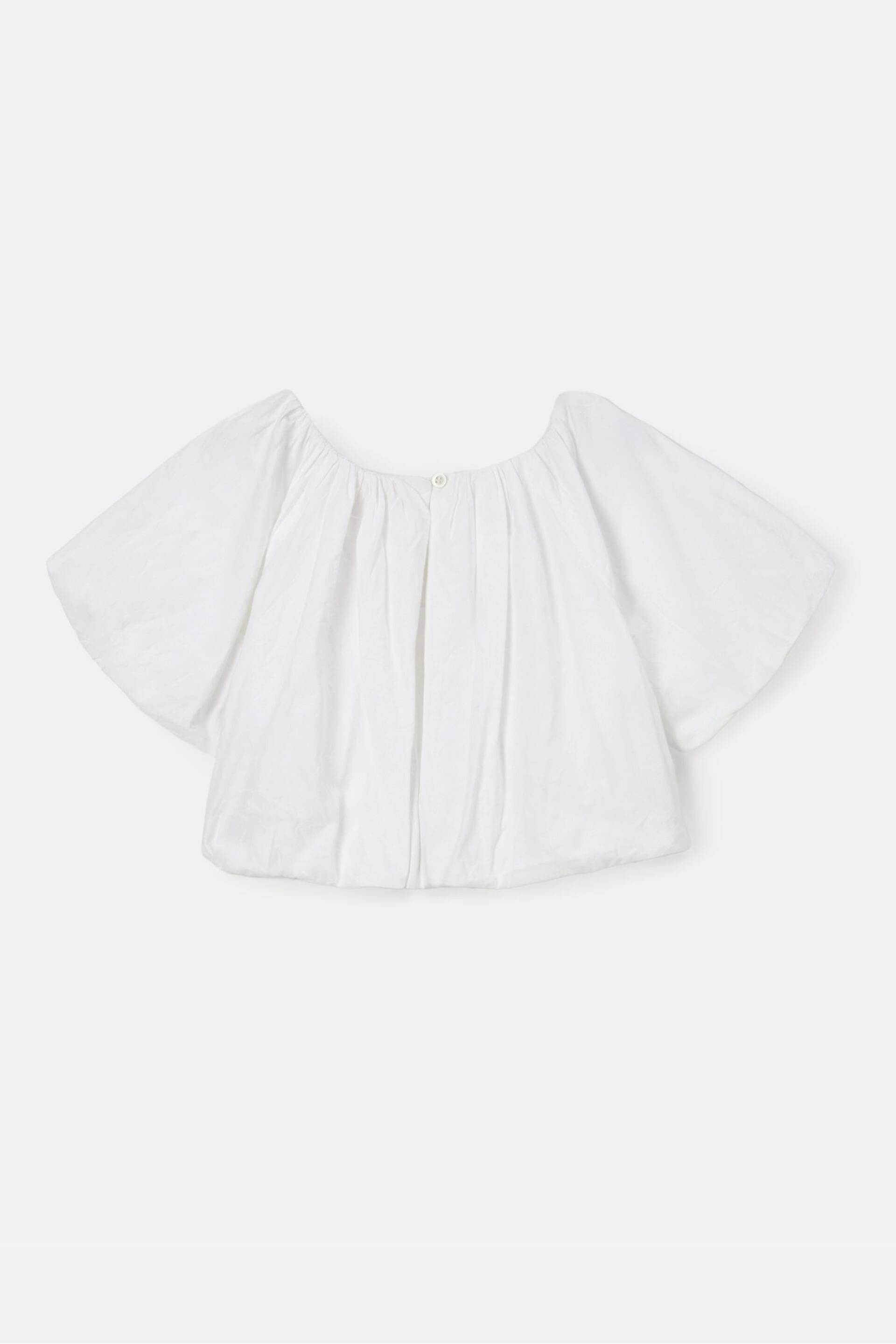 Angel & Rocket White Puff Sleeve Michela Woven Top - Image 5 of 6